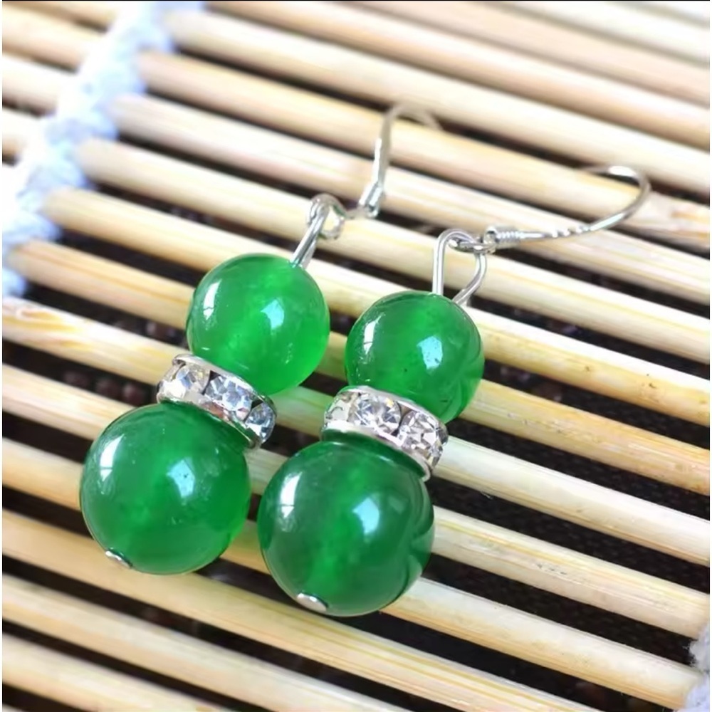 Farah Jewelry Green and Silver Earrings
